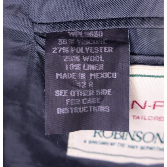 Evan Picone Blue Herringbone Wool Blend Two Button Two Piece Suit Size: 42R - Picture 11 of 14